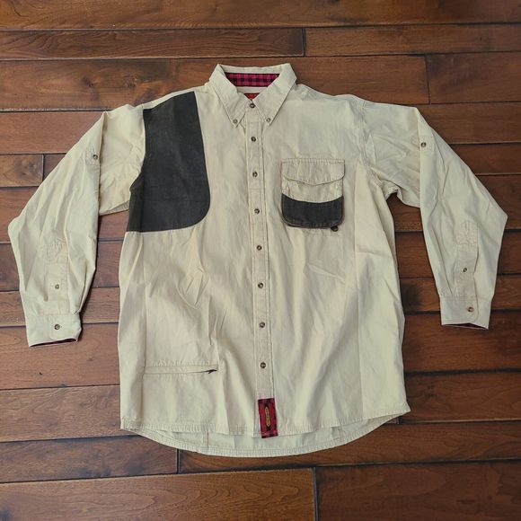 BRAEVAL Artemis Shooting Shirt Mens L Large Leather Patch Pad Hunting - Picture 1 of 14